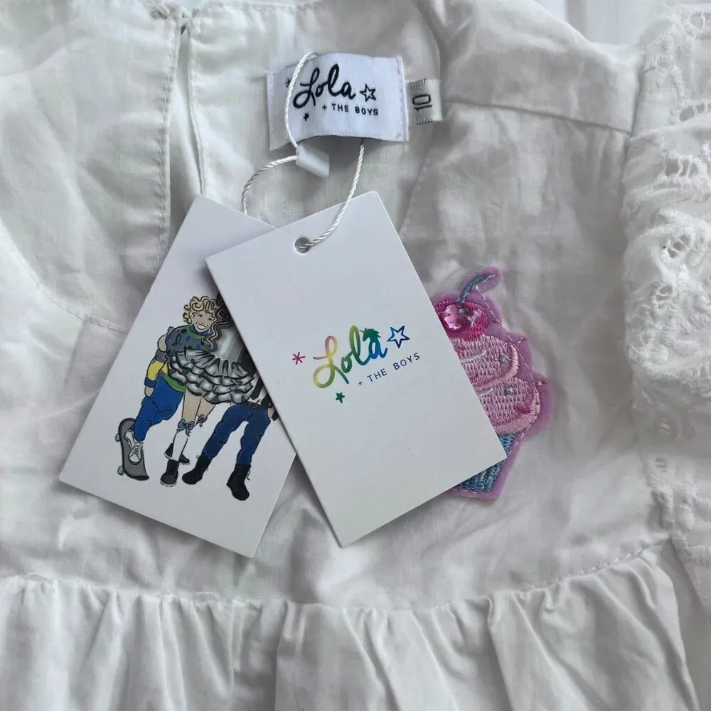 NWT! Lola + The Boys All About the Beaded Ice Cream Ruffle White Dress Size 10Y